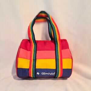 Vintage Montréal Rainbow Mini Duffle - Retro 90s Souvenir Nylon Bag